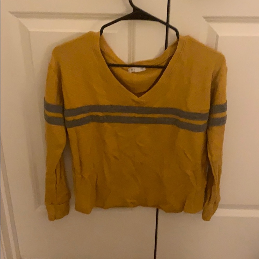 Yellow thermal with grey stripes
